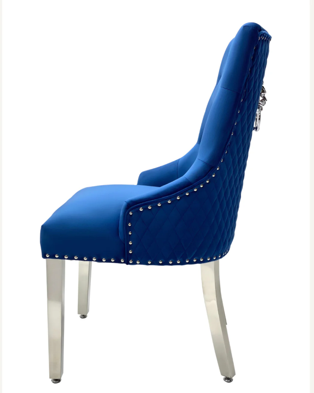 Pair of Dining Chairs with Lion Knocker - Majestic Blue