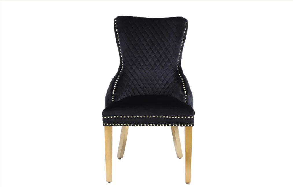 Pair of Black & Gold Dining Chairs – Victoria