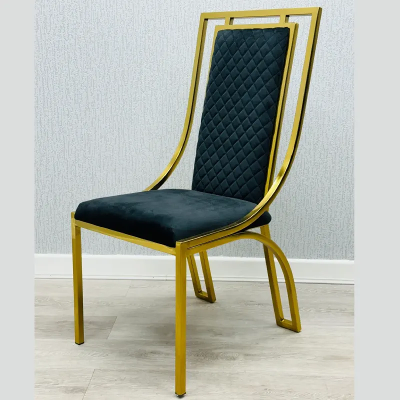 Modern Windsor Dining Chairs - Black & Gold