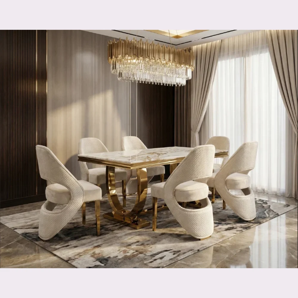 Gold Dining Table and Chairs